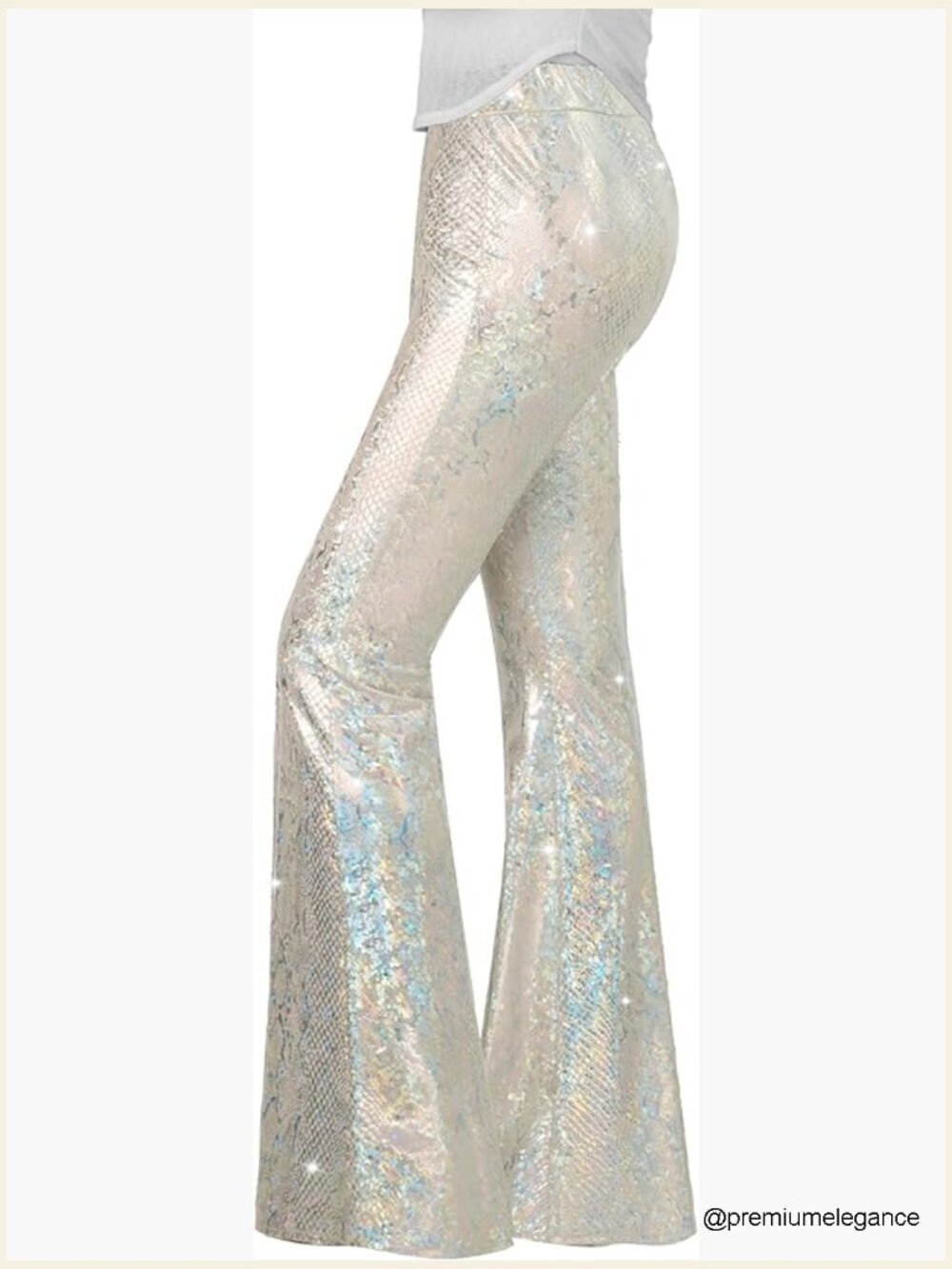 Sequin Flare Pants High Waisted Bell Bottoms Leggings Disco Clubwear